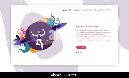 Across universe cosmic program online web page template Stock Vector