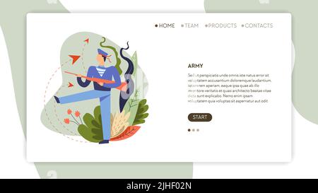 Make peace online web page template military service Stock Vector