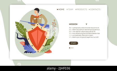Make peace online web page template military service Stock Vector