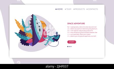 Across universe cosmic program online web page template Stock Vector