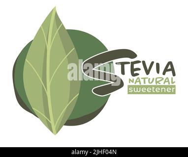 Stevia sweetener vector logo template. Green leaf of sugar Stock Vector