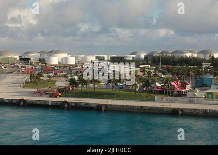 Aerial view of Freeport Port Lucaya on Grand Bahama Island Stock Photo