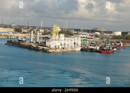 Aerial view of Freeport Port Lucaya on Grand Bahama Island Stock Photo