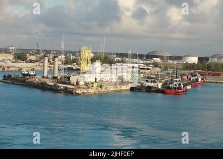 Aerial view of Freeport Port Lucaya on Grand Bahama Island Stock Photo