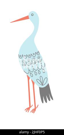leleka - ukrainian traditional symbol, stork bird vector illustration Stock Vector