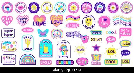 Vector Set of Colorful Fun Patches,stickers and Geometric Shapes