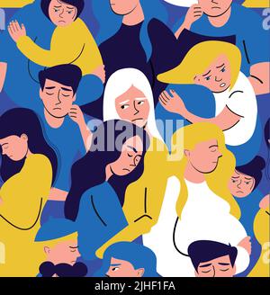 Ukraine people pattern seamless in flat style Stock Vector