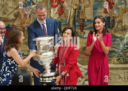 Madrid, Spain. 18th July, 2022. Spanish King Felipe VI and Letizia Ortiz during National Sports Awards 2022 in Madrid on Monday, 18 July 2022. Credit: CORDON PRESS/Alamy Live News Credit: CORDON PRESS/Alamy Live News Stock Photo