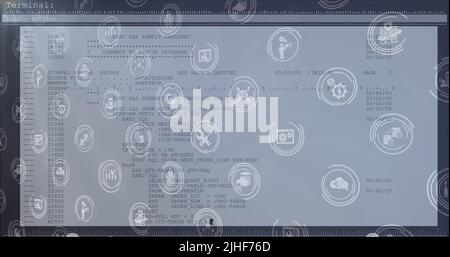 Image of icons over data processing Stock Photo