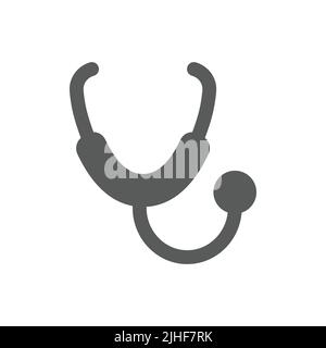 Stethoscope black vector icon. Simple medical filled symbol. Stock Vector