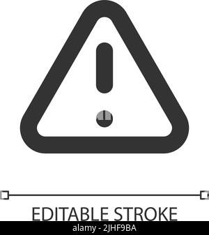 Triangle shaped caution sign pixel perfect linear ui icon Stock Vector