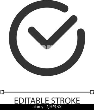 Accept button pixel perfect linear ui icon Stock Vector