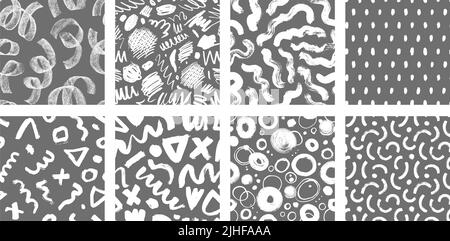 Set of abstract geometric shapes seamless pattern. Stock Vector