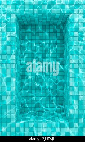 Swimming pool underwater podium with blue, turqouise tile Stock Photo