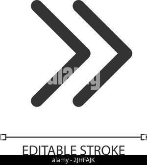 Right double arrow pixel perfect linear ui icon Stock Vector
