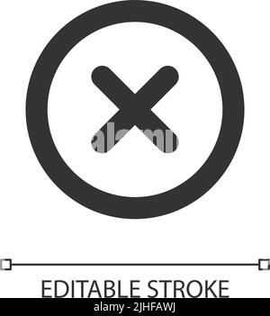Delete button pixel perfect linear ui icon Stock Vector