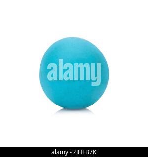 plasticine clay single sky blue ball on white background closeup. Stock Photo