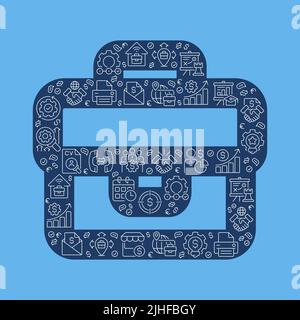 Business case pixel perfect shaped concept filled with editable linear icons Stock Vector