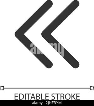 Left double arrow pixel perfect linear ui icon Stock Vector