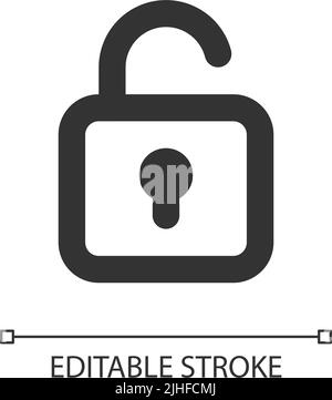 Unlocked padlock pixel perfect linear ui icon Stock Vector
