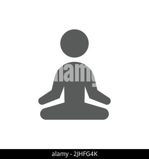 Yoga lotus pose black vector icon. Simple meditation filled symbol. Stock Vector