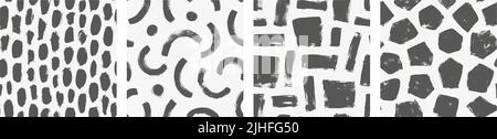 Hand drawn black geometric vector design prints Stock Vector