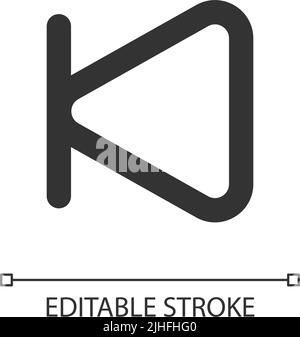 Skip previous button pixel perfect linear ui icon Stock Vector