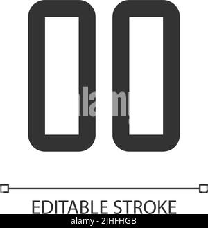 Pause button pixel perfect linear ui icon Stock Vector