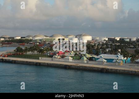 Aerial view of Freeport Port Lucaya on Grand Bahama Island Stock Photo