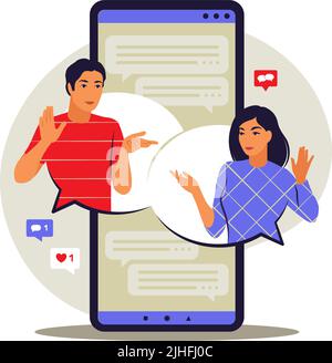 Messages concept. Chat messages notification on phone. Vector illustration. Flat. Stock Vector