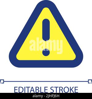 Triangle shaped caution sign pixel perfect RGB color ui icon Stock Vector