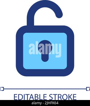Unlocked padlock pixel perfect RGB color ui icon Stock Vector
