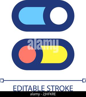Switch on and off buttons pixel perfect RGB color ui icon Stock Vector