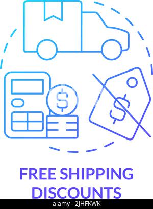 Free shipping discounts blue gradient concept icon Stock Vector