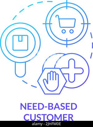 Need based customer blue gradient concept icon Stock Vector