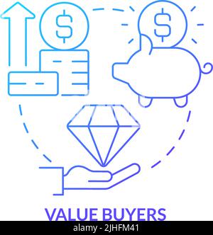 Value buyers blue gradient concept icon Stock Vector
