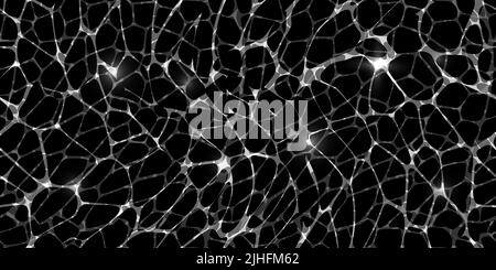 Transparent imitation of liquid movement under illumination on black background. Top view of the water surface with caustic ripples as a seamless patt Stock Vector