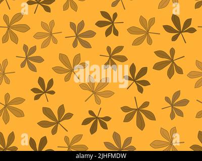 Chestnut leaves seamless pattern. Golden autumn leaves. Design for wrapping paper, fabric printing and promotional items. Vector illustration Stock Vector
