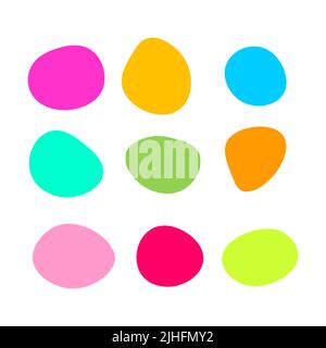 Round blob, circles, empty label. Abstract irregular shapes, set of bubbles. Organic color shapes, hand drawn vector elements Stock Vector