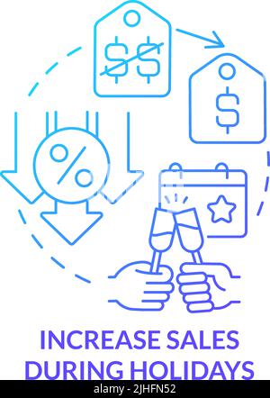 Increase sales during holidays blue gradient concept icon Stock Vector