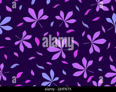 Chestnut leaves seamless pattern. Colorful autumn leaves. Design for wrapping paper, fabric printing and promotional items. Vector illustration Stock Vector