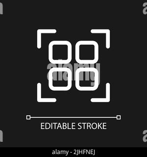Scan qr code pixel perfect white linear ui icon for dark theme Stock Vector