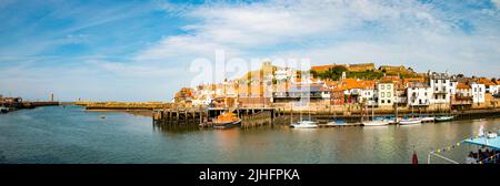 Panoramic View of Whitby Harbour Stock Photo