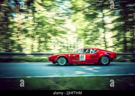 Classic Car on Bavarian Road Stock Photo