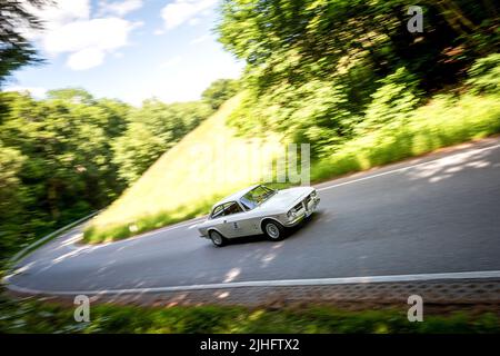 Classic Car on Bavarian Road Stock Photo
