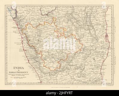 INDIA II. South. Madras Presidency Mysore Chennai Canara Carnatic. SDUK 1851 map Stock Photo