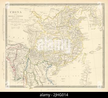 CHINA & BIRMAN EMPIRE. Burma Cochinchina Siam Thailand Korea. SDUK 1851 map Stock Photo