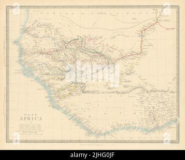 WEST AFRICA I Explorers' routes Senegal Ashanti Ivory Gold Coast. SDUK 1851 map Stock Photo