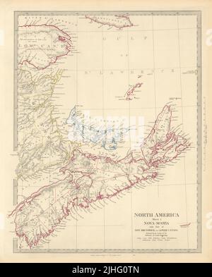 NOVA SCOTIA & New Brunswick Quebec Prince Edward's Island. Canada. SDUK 1851 map Stock Photo