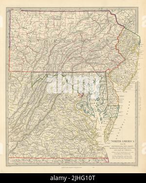 USA. Pennsylvania New Jersey Maryland Delaware DC Virginia. SDUK 1851 old map Stock Photo